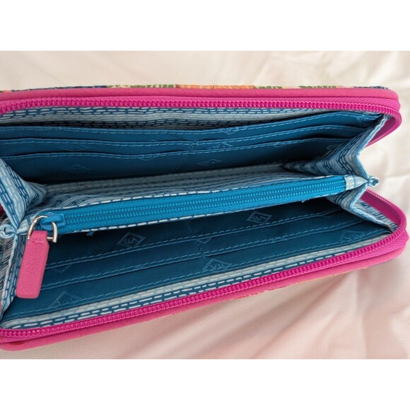 Vera Bradley Pink Blue Floral Superbloom Zip Closure Wallet - Picture 8 of 8